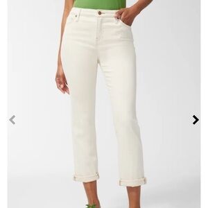 Chico’s So Slimming Girlfriend slim leg crop women’s‎ Sz 6R ivory jeans